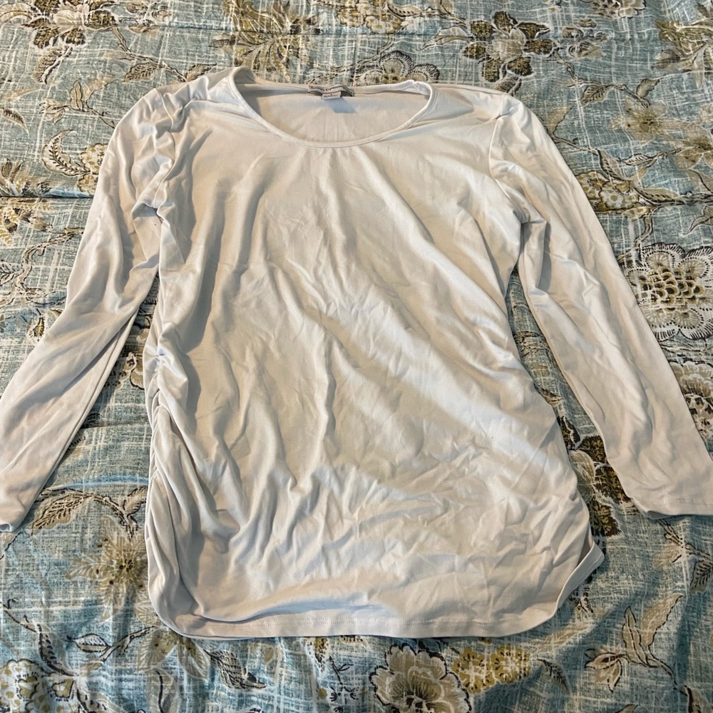 White long sleeve maternity shirt